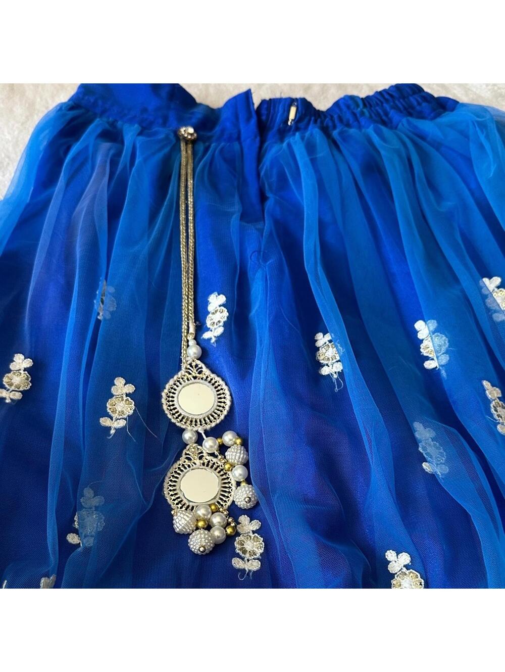 Girls Blue Silver Embroidered Indian Dress BNWT Size 8 10 - Picture 3 of 8